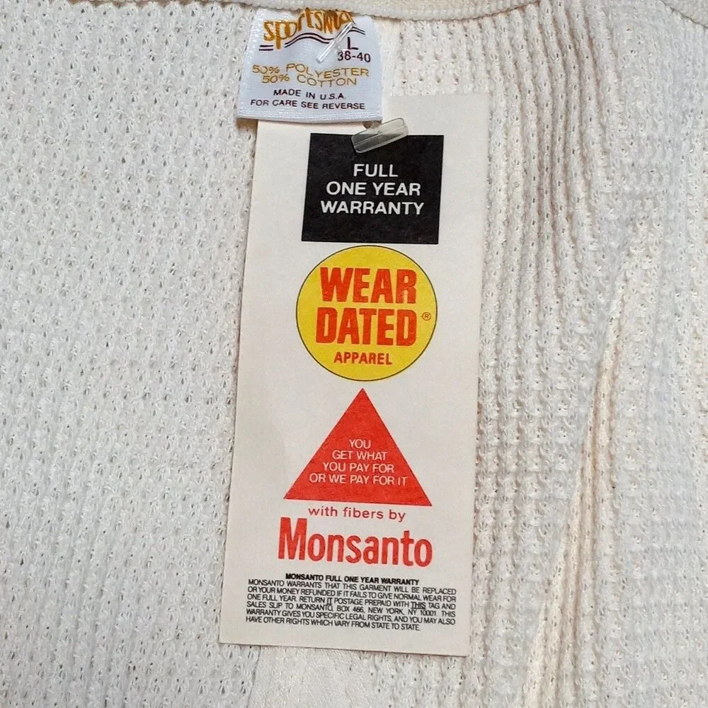 NWT Vintage Sportswear Waffled Thermal Pants Size LARGE Long Johns Made in USA